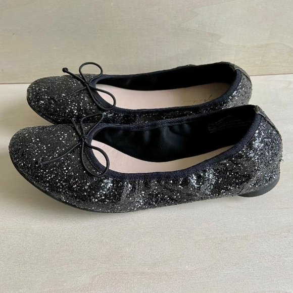 🥿HP!🥿 ruby & bloom Girls' Black Multi-Glitter Ballerina Flats with Bow - Picture 5 of 11